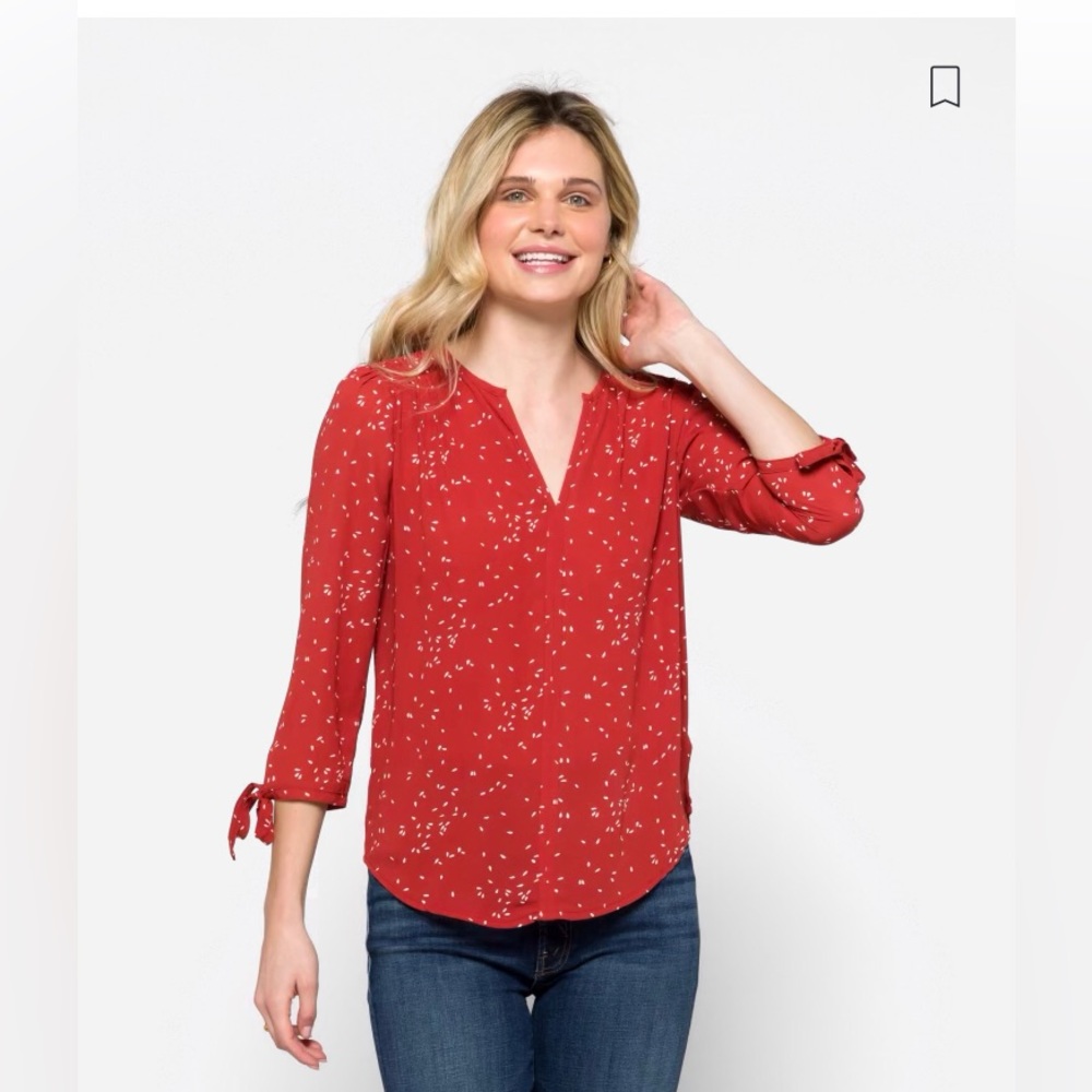 Fit2Fun tie-sleeve blouse in burnt orange, size XL, excellent condition